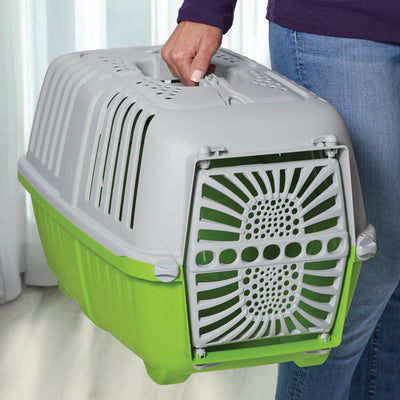 19 Inch Spree Travel Pet Carrier for Dog or Cat with Plastic Door, Green