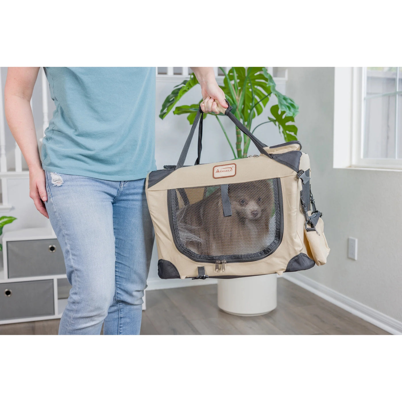 Pet Carrier Beige, PC201B, Multiple Pockets