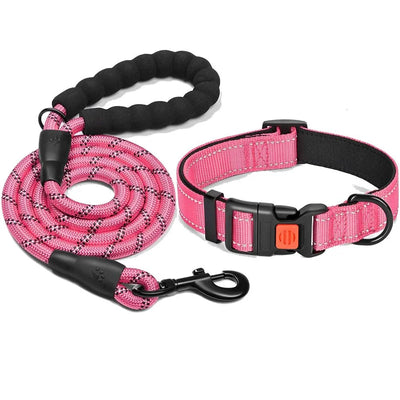 Pet Collars Puppy Leash Dog Collars for Small Medium Large Dogs with Leash Sets for Daily Walks(Pink)