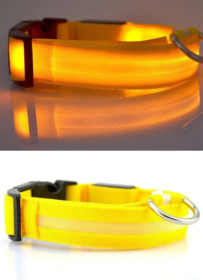 Nylon LED Pet Dog Collar Dogs Luminous Fluorescent Collars Pet Supplies Night Safety Flashing Glow in the Dark Dog Leash
